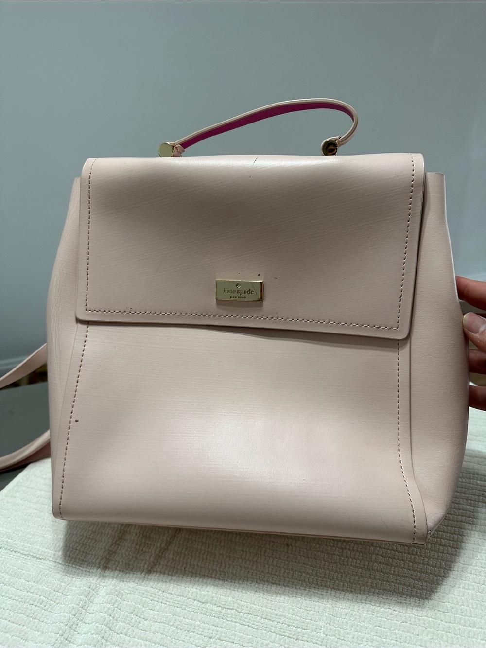 kate spade Blush Pink Structured Leather Backpack